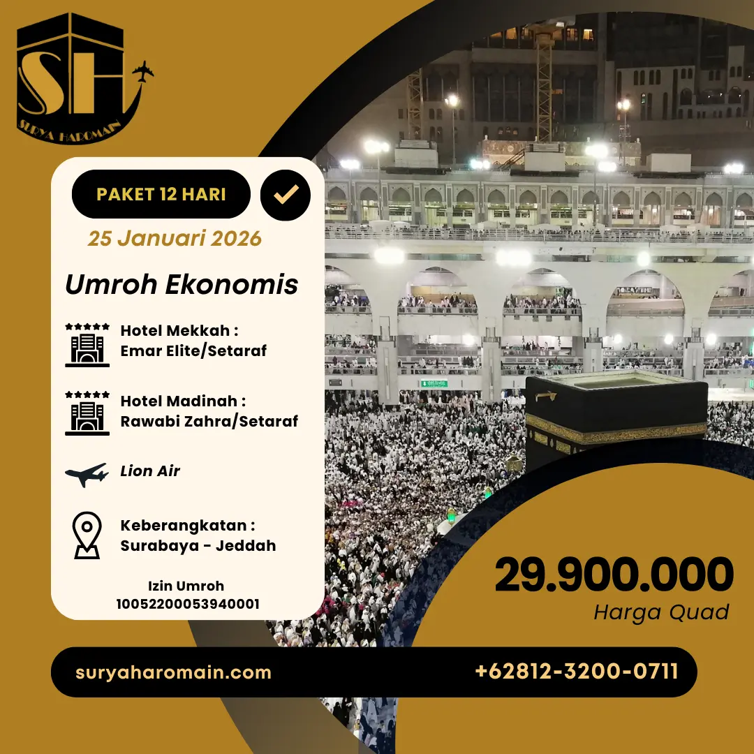 Paket Umroh Ekonomis 12 Hari 25 Januari 2026
